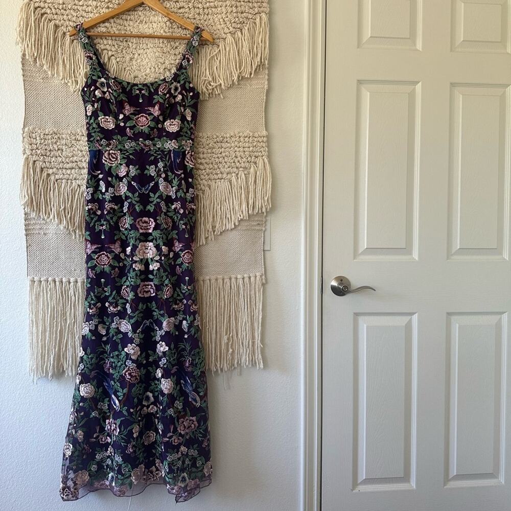Marchesa Notte Embroidered Floral Gown - Picture 1 of 12